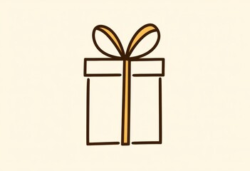 Continuous Line Drawing of a Gift Box on Minimal Background  