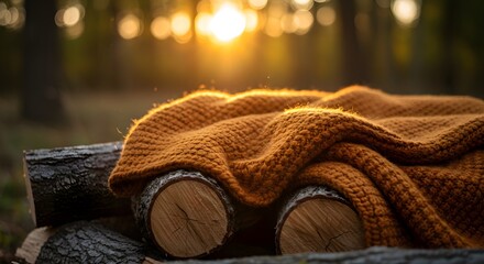 Warm Knit Throw on Rustic Wood