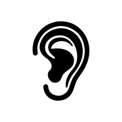 Ear  silhouette icon vector flat design.