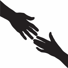 Two hands reaching a powerful symbol of hope support unity and connection Simple black silhouette high contrast