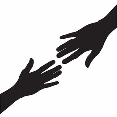 Reaching Out Two Hands Connecting Symbol of Hope Support and Unity in a Simple Black Silhouette Graphic Design