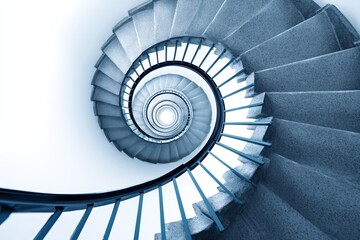 Obraz premium Spiral Staircase Architecture Design - A captivating of a spiral staircase, showcasing its elegant design and architectural detail. Perfect for projects related to architecture, design