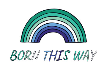 Colorful rainbow shape Gay men pride flag Happy pride day LGBTQIA community Pride Month Vector hand drawn doodle for posters, stickers, logo, cards