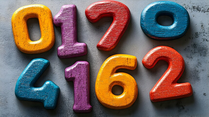 Colorful wooden numbers educational