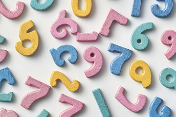 Colorful wooden numbers educational background