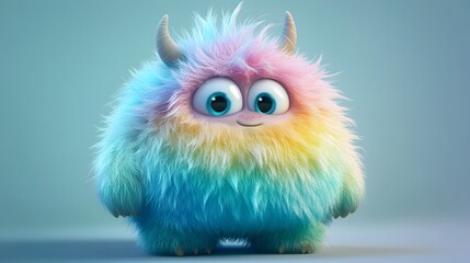 Fototapeta premium A fluffy, colorful monster character design.