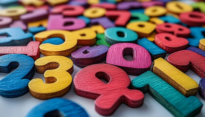 Colorful wooden numbers educational image