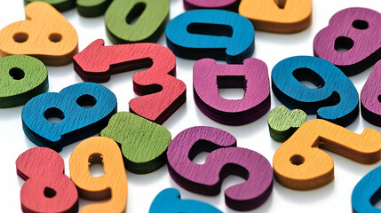 Fototapeta premium Colorful wooden numbers scattered