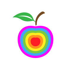 Rainbow apple flat design. Vector isolated on white background. 