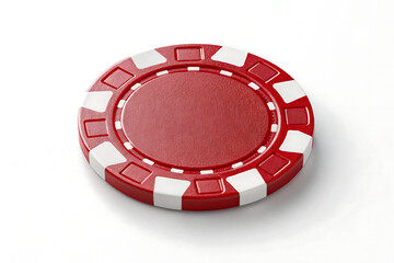  High-Quality Red and White Poker Chip Image for Casino   isolated on white