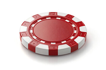 High-Quality Red and White Poker Chip Image for Casino   isolated on white