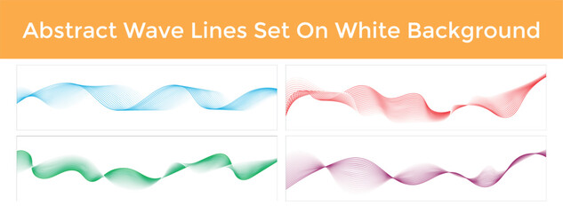 Abstract Wave Lines Set on White Background – Minimal Curved Line Elements for Modern Design