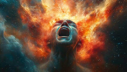 Man Screaming Cosmic Fire.