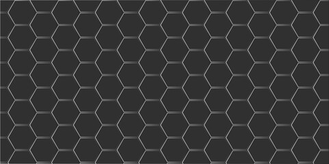 Fototapeta premium Seamless metal grid pattern with hexagonal cell texture for a technology backdrop
