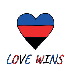 Colorful heart shape Polyamory pride flag Happy pride day LGBTQIA community Pride Month Vector hand drawn doodle for posters, stickers, logo, cards