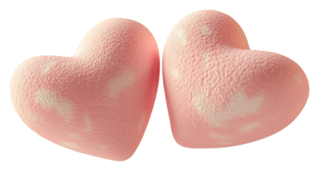 PNG Two light pink heart marshmallows floating symbol hearts.
