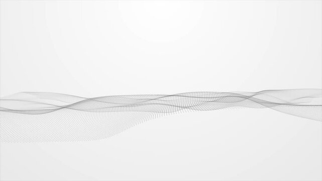 White digital minimalist background, wave in the center, smooth digital background, simple white particle background, loop animated backgrounds