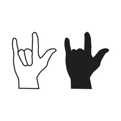 Hand Gesture Vector Set Featuring 'I Love You' Sign in American Sign Language, hand icon vector set,