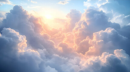 Golden Sunset Above Fluffy Cloudscape