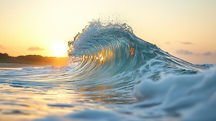 Captured in the late afternoon, the cresting wave reveals the golden sunlight's beauty.