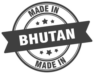Made in Bhutan round sign. Made in Bhutan stamp.