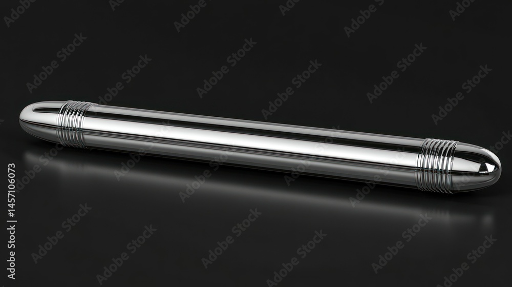Poster a sleek silver cylindrical object is displayed against a dark background