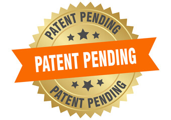 patent pending. patent pending round orange and gold label isolated on transparent background