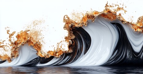 Abstract Gold and Black Liquid Wave Art Elegant Swirling Design for Luxury Branding