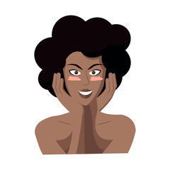 Happy woman with curly hair. Vector