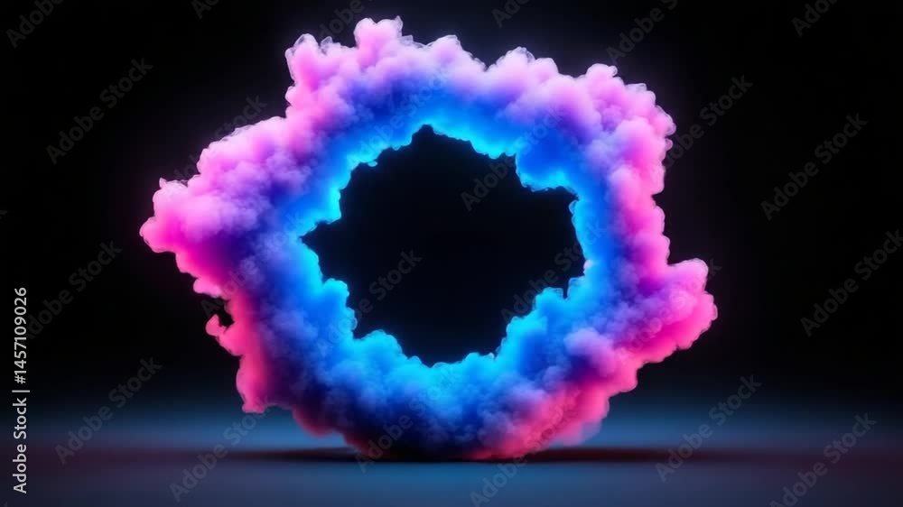 Aufkleber colorful neon cloud formation with light and shadow effects in a dark background for abstract art an