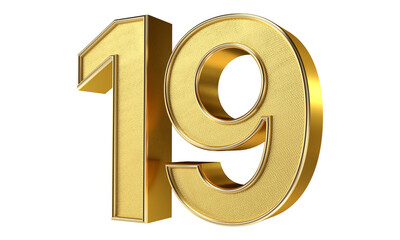 Bling Bling Diamond Gold Number 19 3D Text Effect