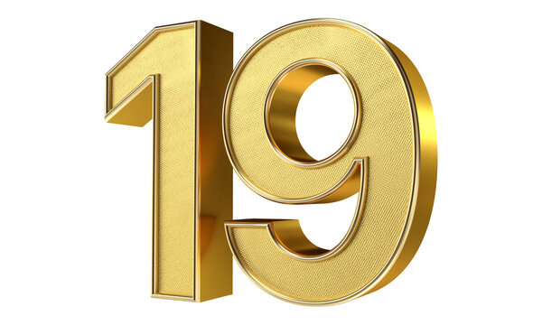 Bling Bling Diamond Gold Number 19 3D Text Effect