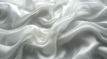 Obraz premium Elegant white silk fabric drapes flowing with soft waves and texture
