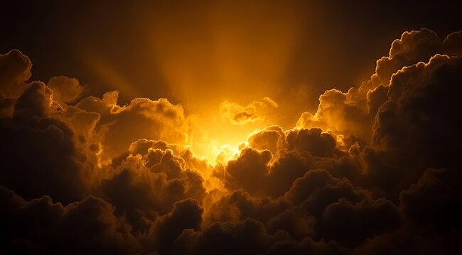 Dramatic Golden Sunrise Sky Stunning Cloudscape at Dawn with Radiant Light