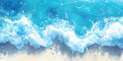 Ocean Waves Crashing on Sandy Beach Summer Vacation Background Image