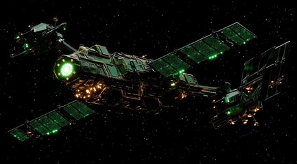 Futuristic Spaceship Soaring Through Starry Cosmos Sci Fi Artwork