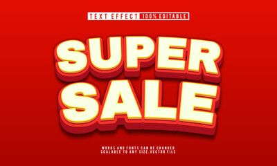 Super sale bold 3D editable text effect, perfect for eye-catching promo designs.