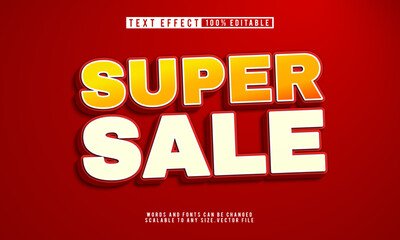 Super sale bold 3D editable text effect, perfect for eye-catching promo designs.