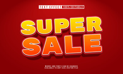 Super sale bold 3D editable text effect, perfect for eye-catching promo designs.