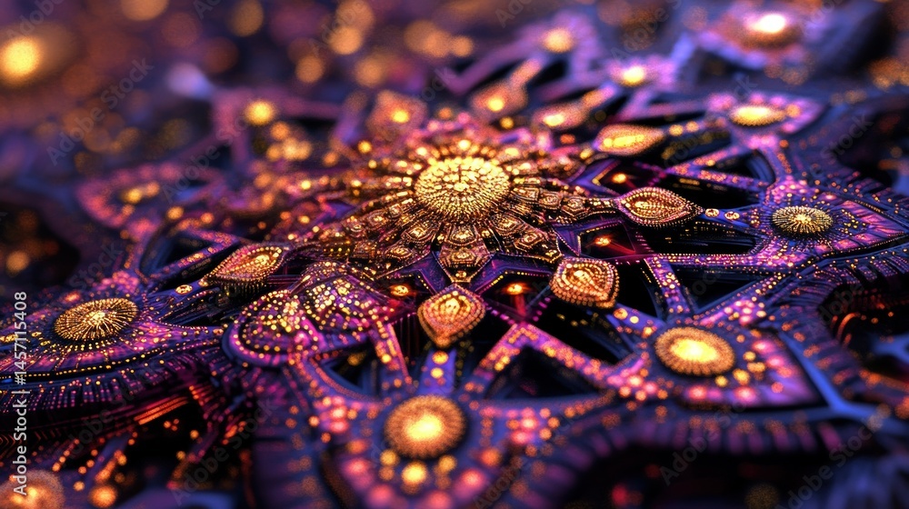 Poster a detailed digitally created ornate design with complex abstract shapes