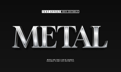 Editable dark metal silver text effect for a sleek, industrial look.