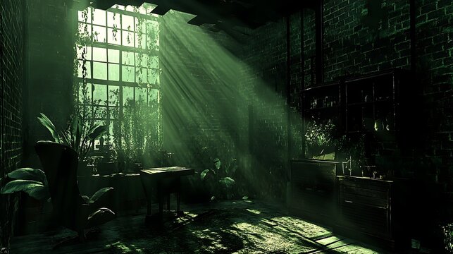 Sunlight bathes decaying botanical study