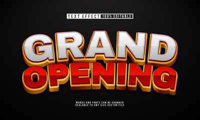 Elegant 3D Grand Opening text effect, fully editable for events.