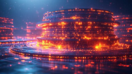 Fototapeta premium Futuristic city, rings of light