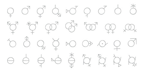 Set of 3d gender identity icon Symbol used to represent sex and gender Diversity of genders