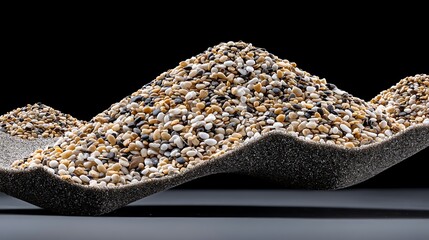 Textured Sesame Seeds Wave on Dark Background.