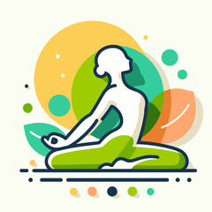 Yoga Pose - Woman meditating in a serene environment with abstract colors  