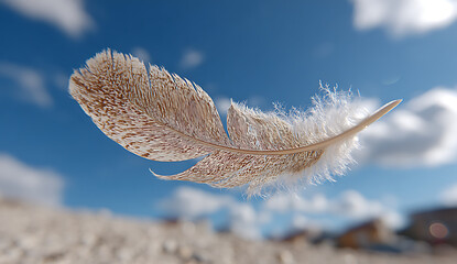 Feather on the sky background