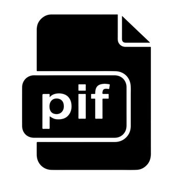 PIF File Icon: A black vector illustration of a PIF file icon, ideal for software, applications, and digital projects.