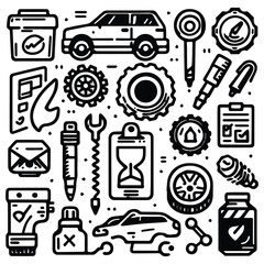 simple automotive element doodle clip art